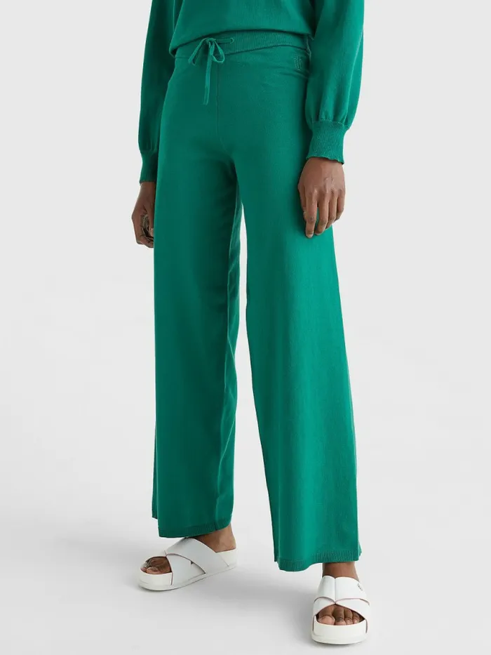 Tommy Hilfiger Drawstring Waist Wide Leg Trousers Tropical Emerald Womens CoOrds Tommy Hilfiger Drawstring Waist Wide Leg Trousers Tropical Emerald Womens CoOrds