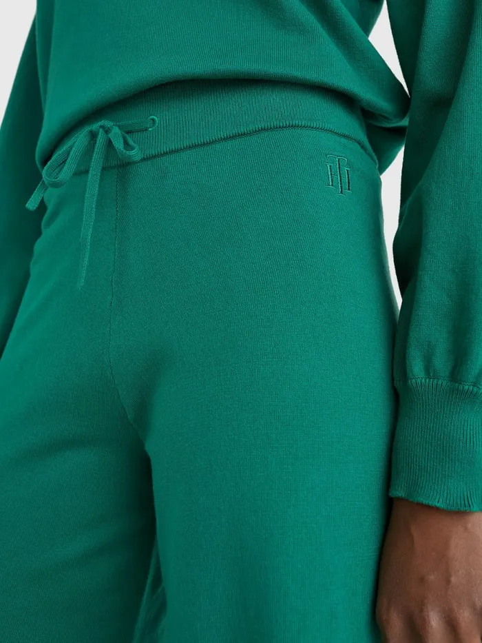 Tommy Hilfiger Drawstring Waist Wide Leg Trousers Tropical Emerald Womens CoOrds