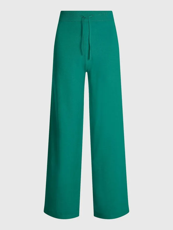 Tommy Hilfiger Drawstring Waist Wide Leg Trousers Tropical Emerald Womens CoOrds