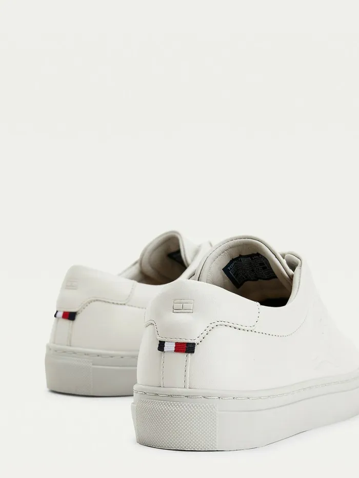 Tommy Hilfiger Elevated Crest Leather Trainers Light Cast Womens Trainers Sale