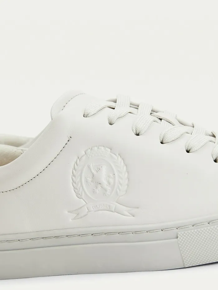 Tommy Hilfiger Elevated Crest Leather Trainers Light Cast Womens Trainers Sale