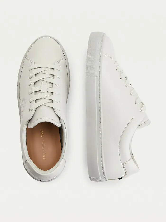 Tommy Hilfiger Elevated Crest Leather Trainers Light Cast Womens Trainers Sale