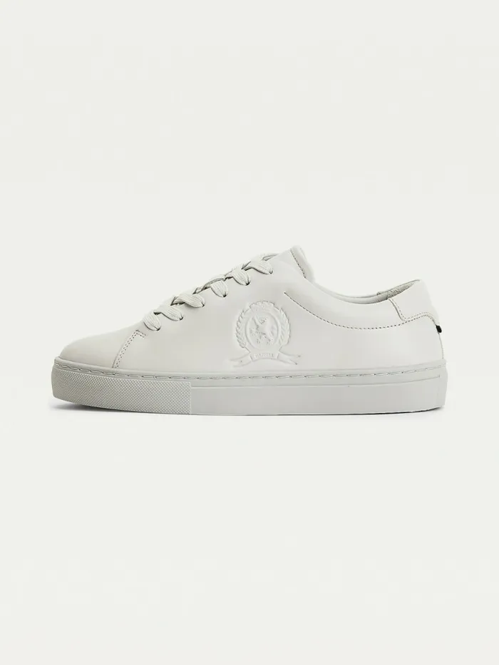 Tommy Hilfiger Elevated Crest Leather Trainers Light Cast Womens Trainers Sale