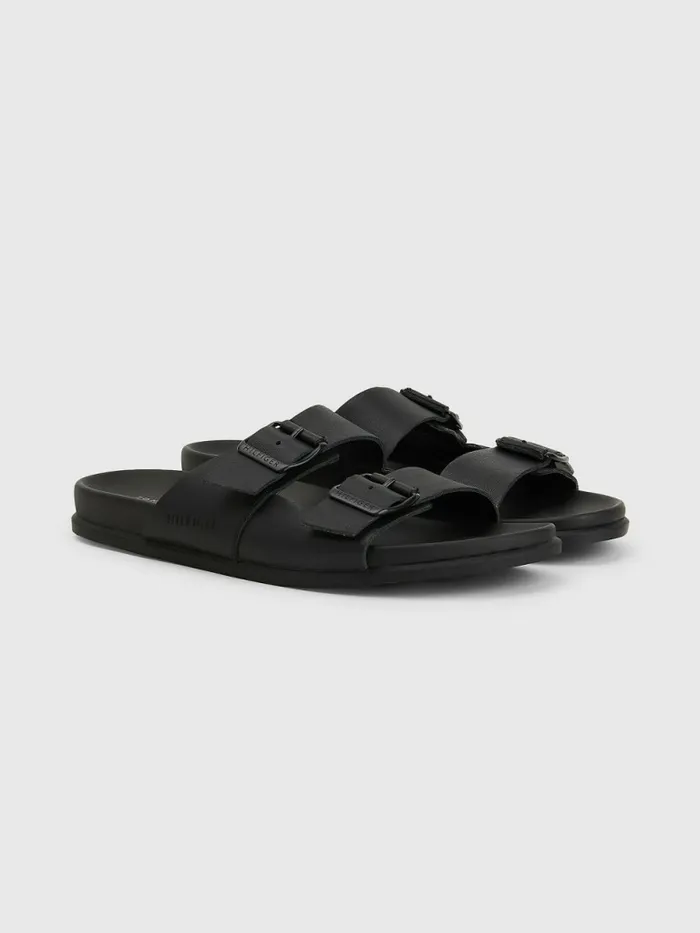 Tommy Hilfiger Elevated Double Buckle Leather Sandals Black Mens Casual Shoes Gift 4 You Tommy Hilfiger Elevated Double Buckle Leather Sandals Black Mens Casual Shoes Gift 4 You
