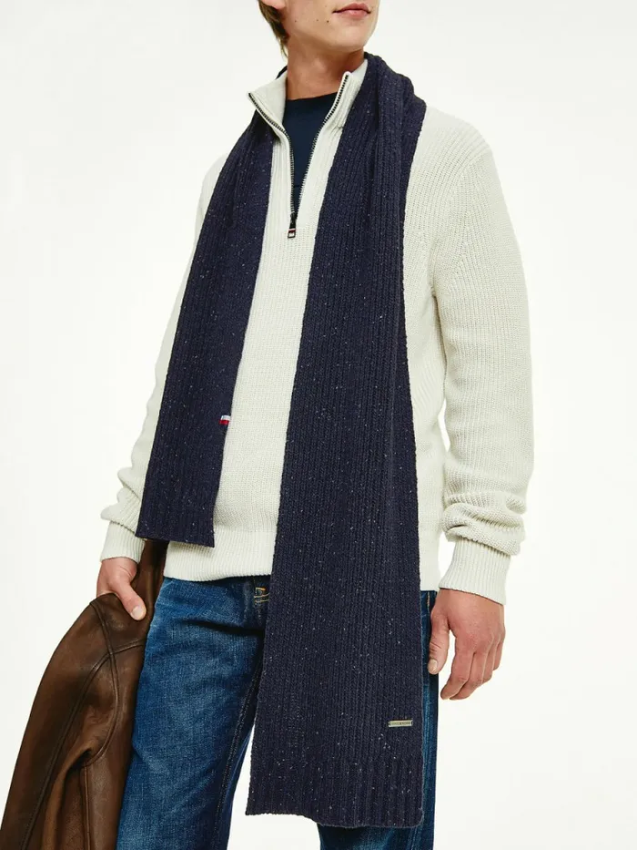 Tommy Hilfiger Elevated Essential Scarf Tommy Navy Mens Hats and Scarves Near Me