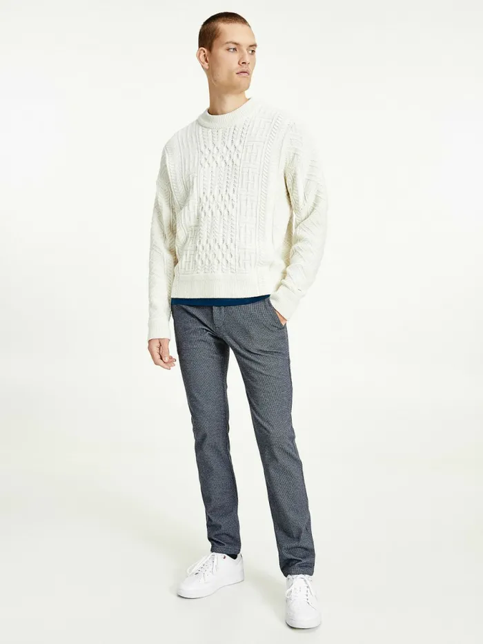 Tommy Hilfiger Elevated Oversized Signature Aran Jumper Ivory Mens Knitwear For Sale Tommy Hilfiger Elevated Oversized Signature Aran Jumper Ivory Mens Knitwear For Sale