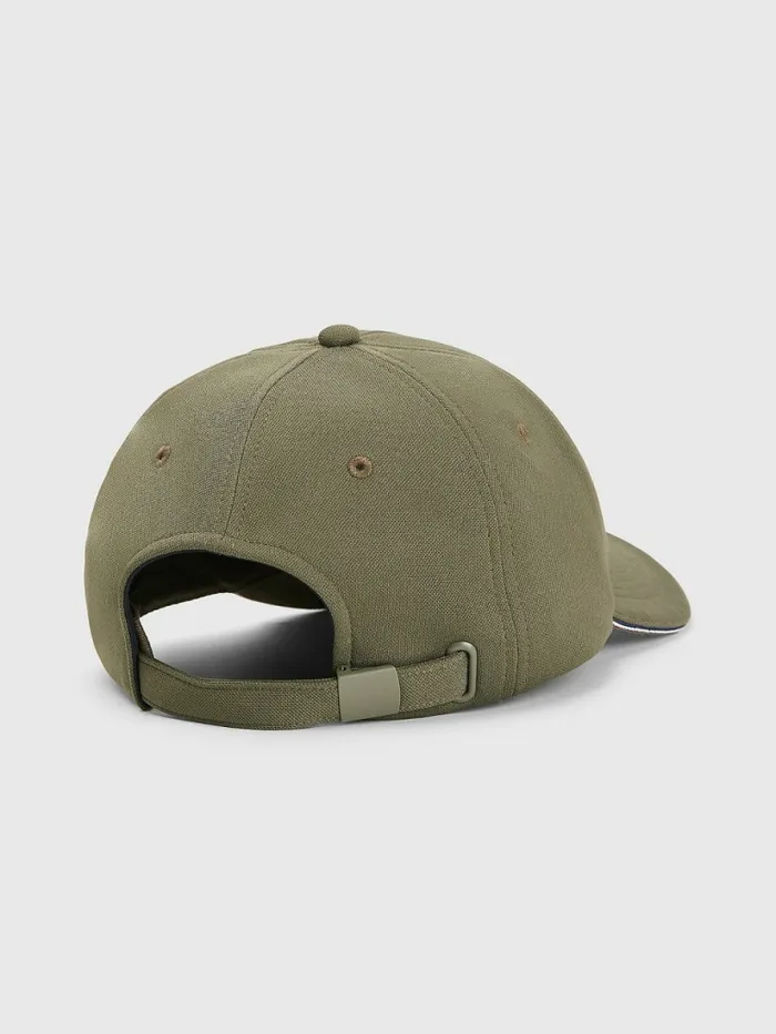 Tommy Hilfiger Elevated Signature Tape Cap Army Green Mens Hats and Scarves Fashion