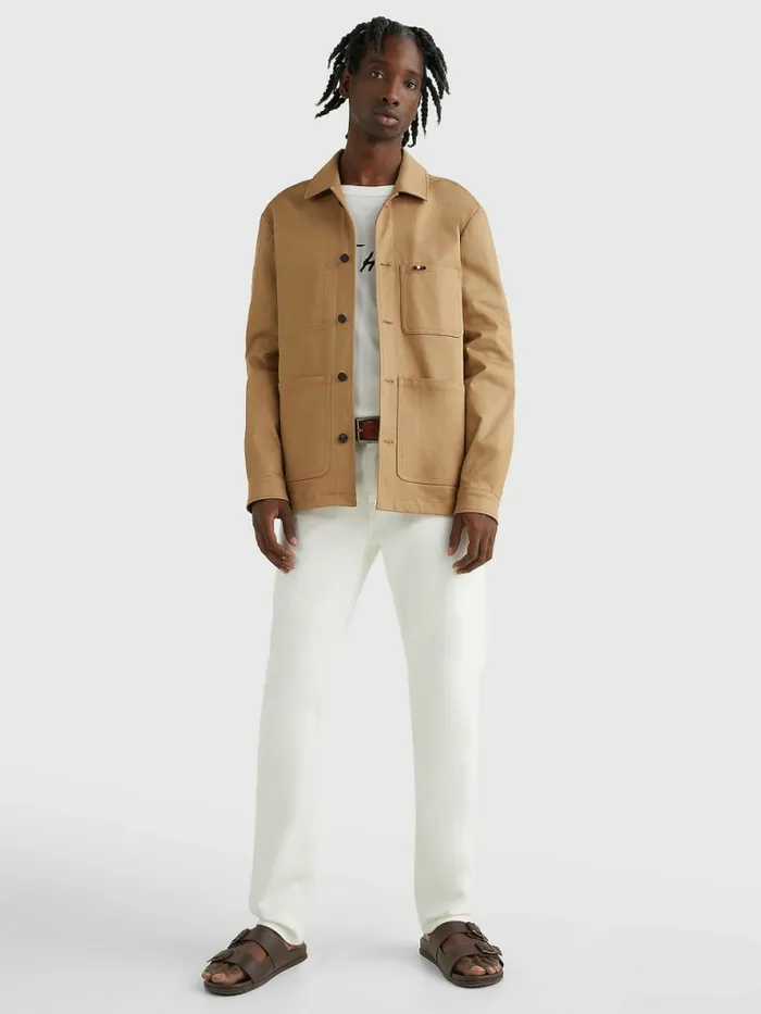 Tommy Hilfiger Elevated Utility Shirt Jacket Basket Brown Mens Coats and Jackets Fashion