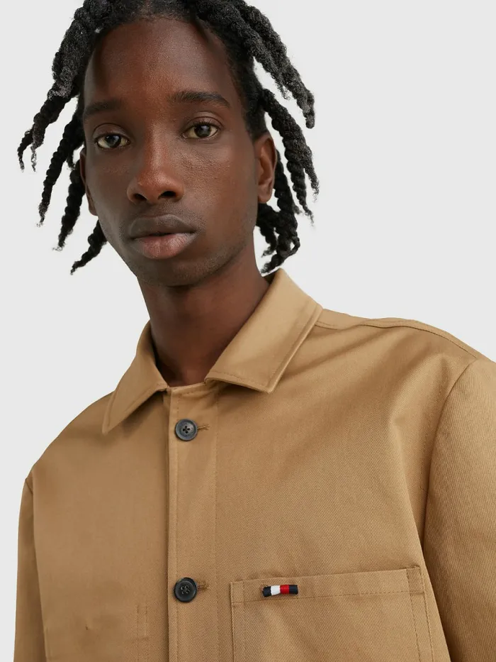 Tommy Hilfiger Elevated Utility Shirt Jacket Basket Brown Mens Coats and Jackets Fashion