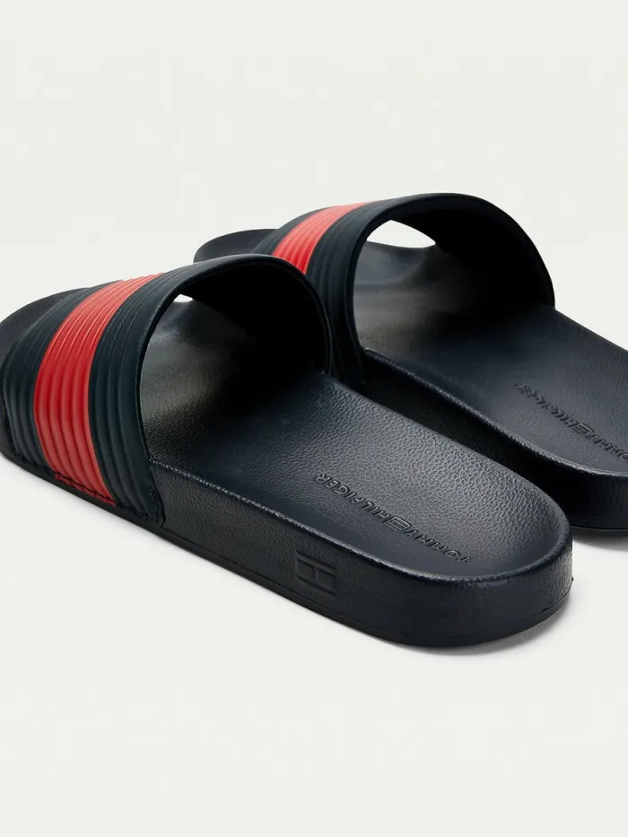 Tommy Hilfiger Embossed Flag Pool Slides Desert Sky Mens Sandals Sliders and Flip Flops Cheap On Sale