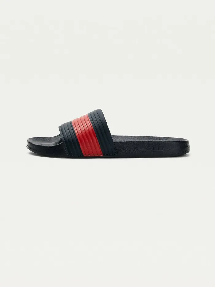 Tommy Hilfiger Embossed Flag Pool Slides Desert Sky Mens Sandals Sliders and Flip Flops Cheap On Sale