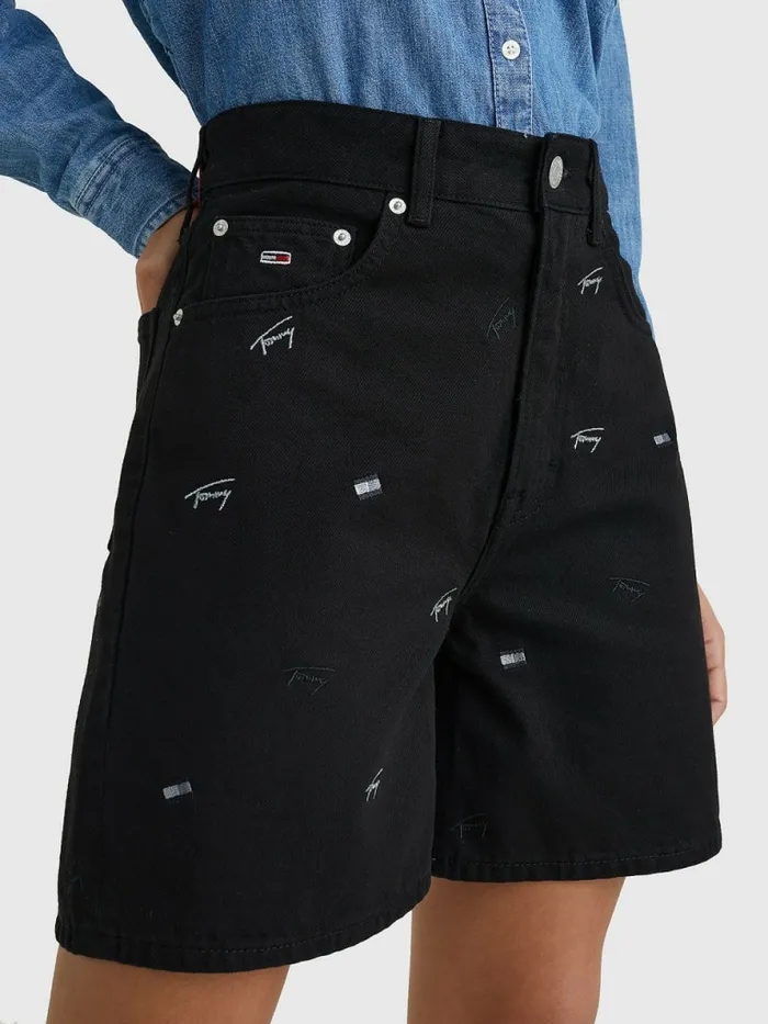 Tommy Hilfiger Embroidery Denim Mom Shorts Denim Black Womens Shorts Cheap On Sale Tommy Hilfiger Embroidery Denim Mom Shorts Denim Black Womens Shorts Cheap On Sale