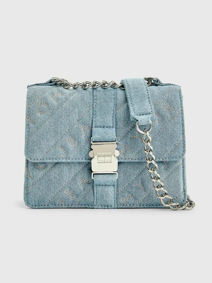 Tommy Hilfiger Embroidery Logo Denim Bag Blue Crush Womens Bags Fashion
