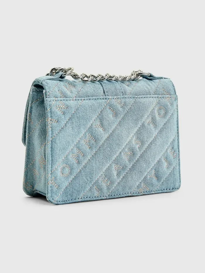 Tommy Hilfiger Embroidery Logo Denim Bag Blue Crush Womens Bags Fashion
