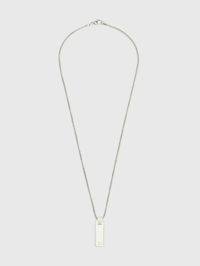 Tommy Hilfiger Engraved Stainless Steel Chain Necklace Silver Mens Jewellery and Cufflinks