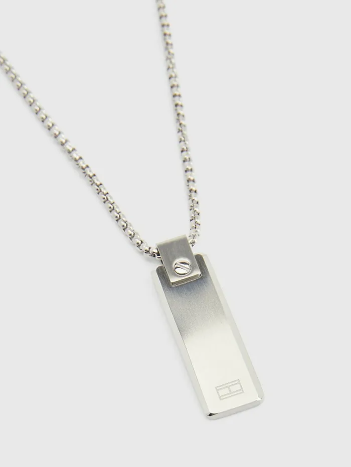 Tommy Hilfiger Engraved Stainless Steel Chain Necklace Silver Mens Jewellery and Cufflinks