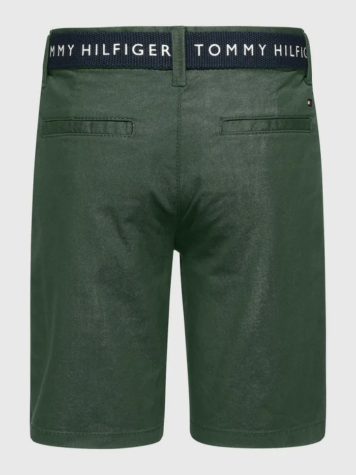 Tommy Hilfiger Essential Belted Chino Shorts Avalon Green Boys Trousers and Shorts Gift 4 You