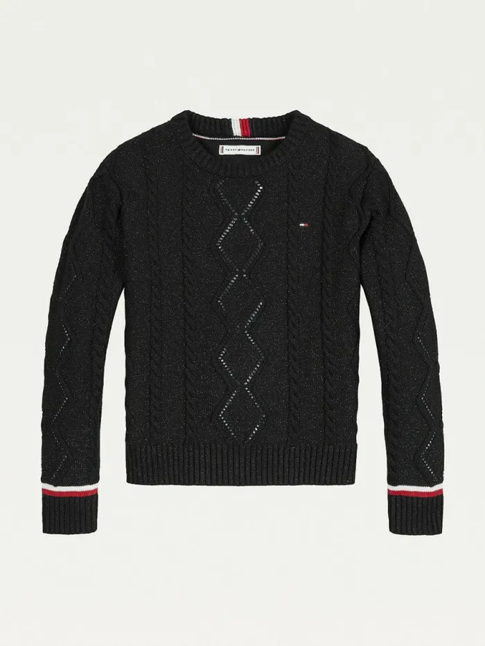 Tommy Hilfiger Essential Cable Knit Jumper Black Girls Jumpers and Cardigans Popular Tommy Hilfiger Essential Cable Knit Jumper Black Girls Jumpers and Cardigans Popular