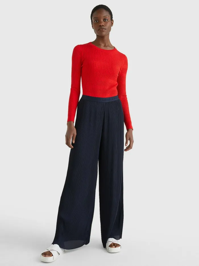 Tommy Hilfiger Essential Cable Knit Jumper Fireworks Womens Knitwear Popular