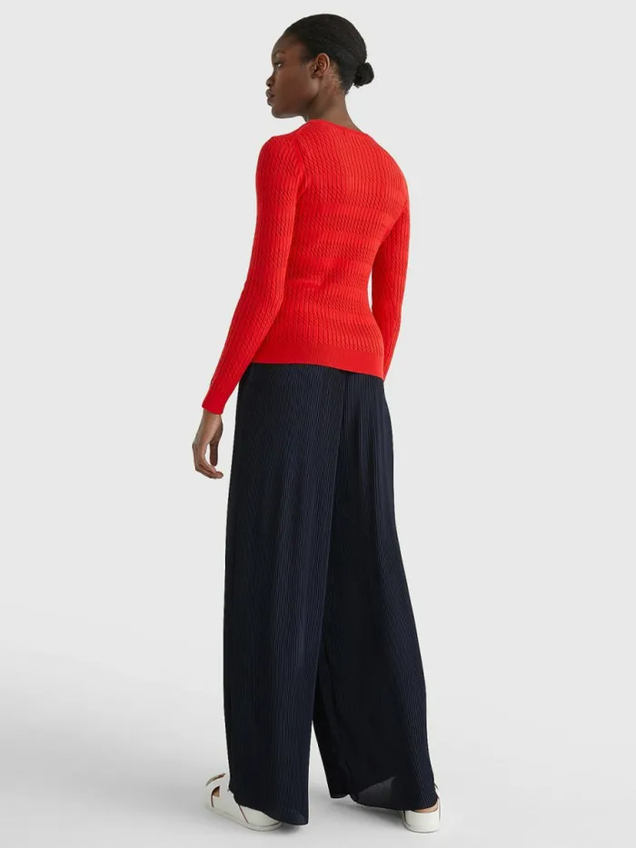Tommy Hilfiger Essential Cable Knit Jumper Fireworks Womens Knitwear Popular