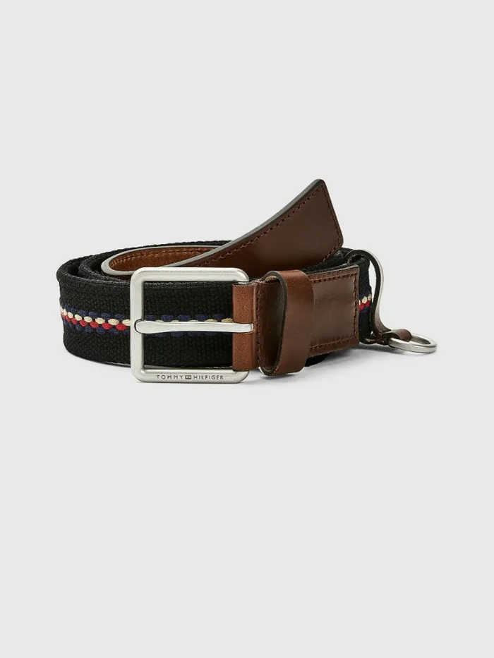 Tommy Hilfiger Essential Casual Cotton Belt Black Mens Belts Fashion