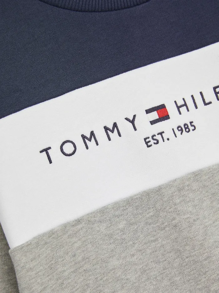 Tommy Hilfiger Essential ColourBlocked Organic Cotton Sweatshirt Light Grey Heather Boys Sweatshirts and Hoodies Online