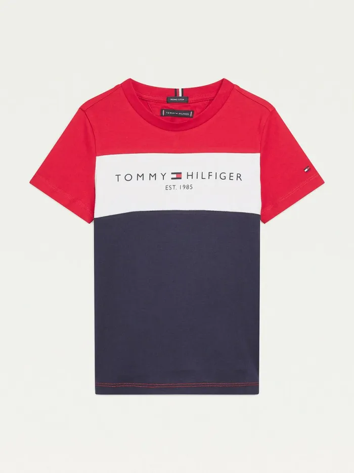 Tommy Hilfiger Essential ColourBlocked Organic Cotton TShirt Twilight NavyTwilight Navy Boys TShirts and Polos On Sale Tommy Hilfiger Essential ColourBlocked Organic Cotton TShirt Twilight NavyTwilight Navy Boys TShirts and Polos On Sale