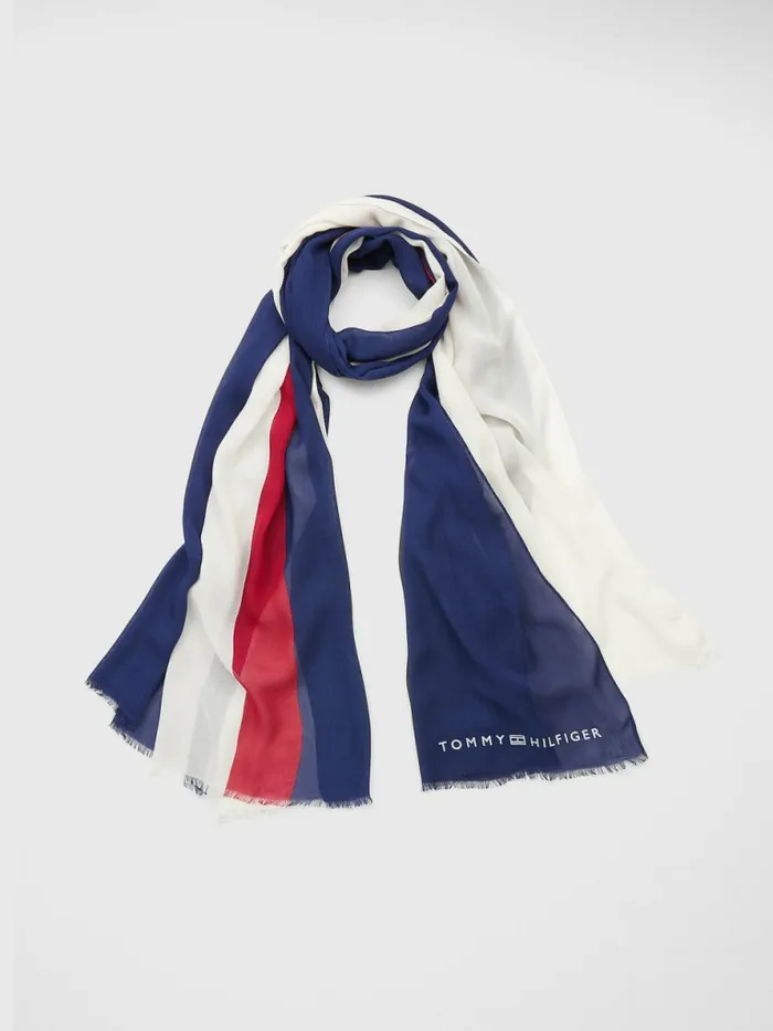 Tommy Hilfiger Essential ColourBlocked Scarf Corp Mix Womens Hats and Scarves Sale Tommy Hilfiger Essential ColourBlocked Scarf Corp Mix Womens Hats and Scarves Sale