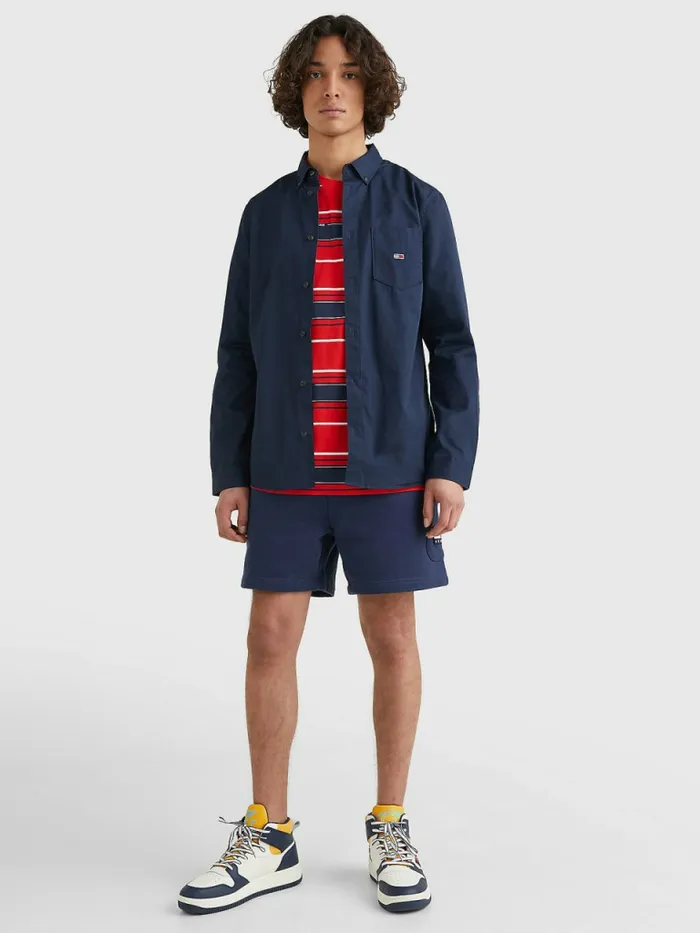 Tommy Hilfiger Essential Flag Patch Organic Cotton Shirt Twilight Navy Mens Shirts Near Me