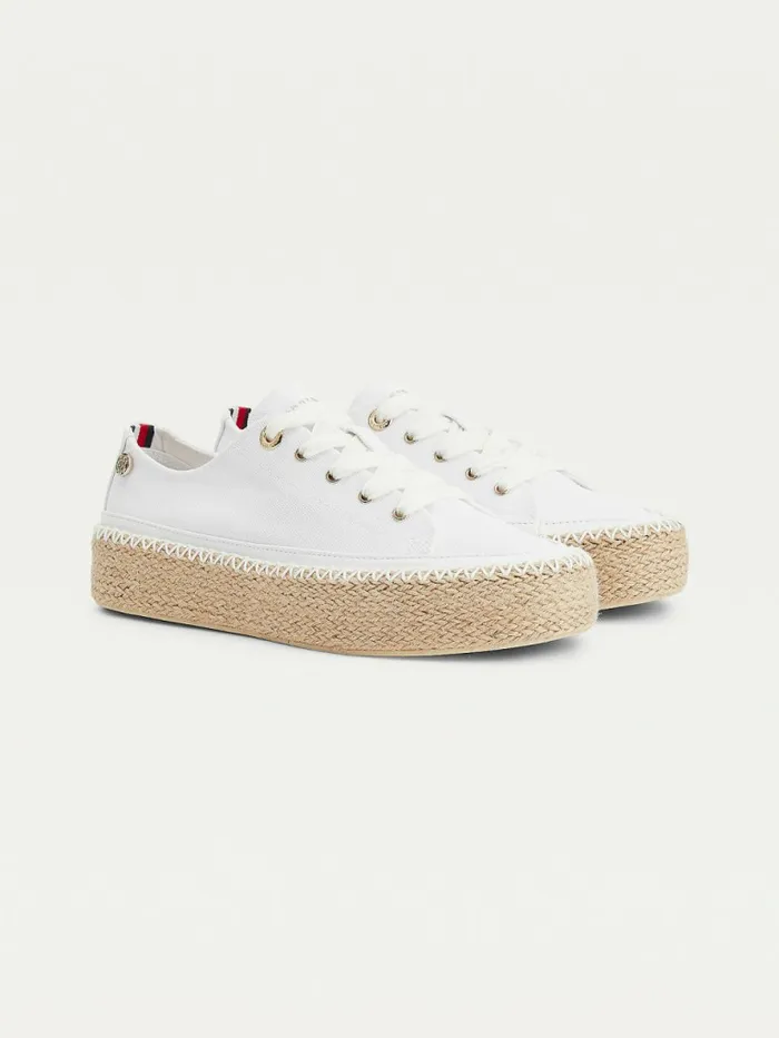 Tommy Hilfiger Essential Flatform Espadrille Trainers White Womens Trainers For Sale Tommy Hilfiger Essential Flatform Espadrille Trainers White Womens Trainers For Sale