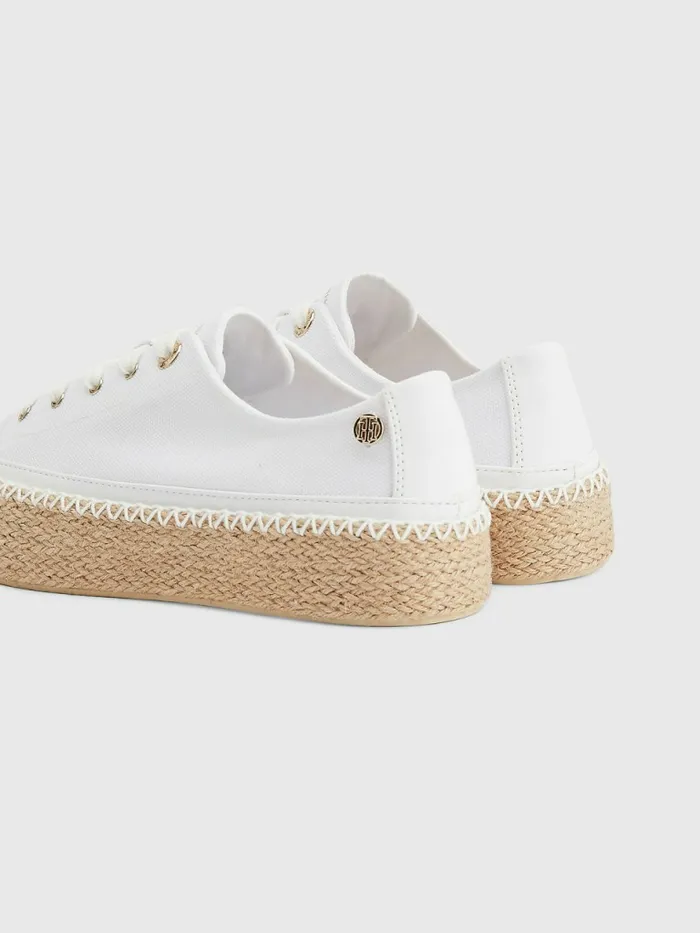 Tommy Hilfiger Essential Flatform Espadrille Trainers White Womens Trainers For Sale