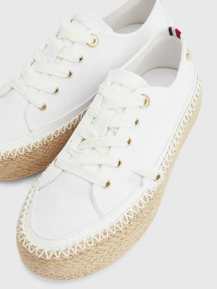 Tommy Hilfiger Essential Flatform Espadrille Trainers White Womens Trainers For Sale