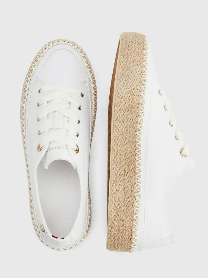 Tommy Hilfiger Essential Flatform Espadrille Trainers White Womens Trainers For Sale