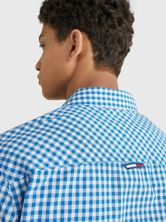 Tommy Hilfiger Essential Gingham Check Shirt Regatta BlueWhite Check Mens Shirts Fashion