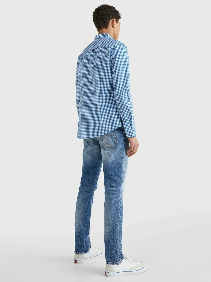 Tommy Hilfiger Essential Gingham Check Shirt Regatta BlueWhite Check Mens Shirts Fashion