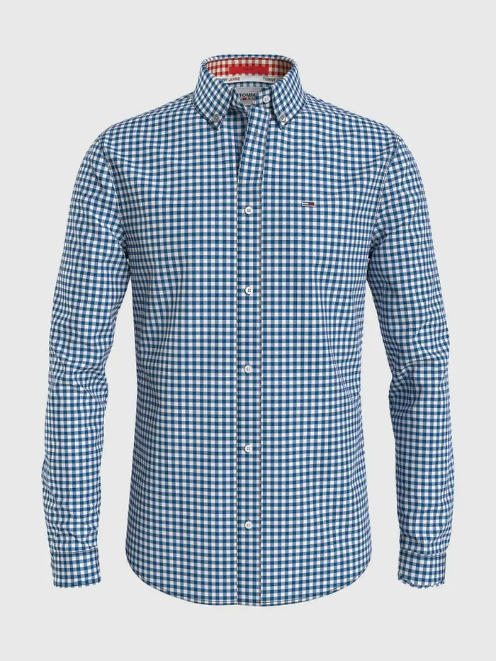 Tommy Hilfiger Essential Gingham Check Shirt Regatta BlueWhite Check Mens Shirts Fashion