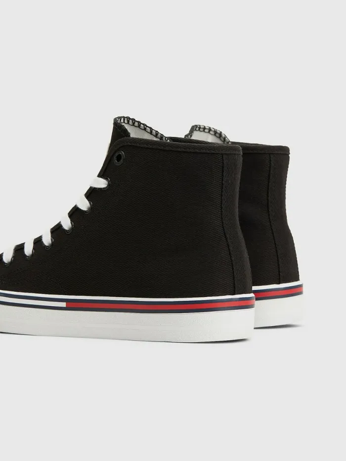 Tommy Hilfiger Essential HighTop Canvas Trainers Black Womens Trainers On Sale