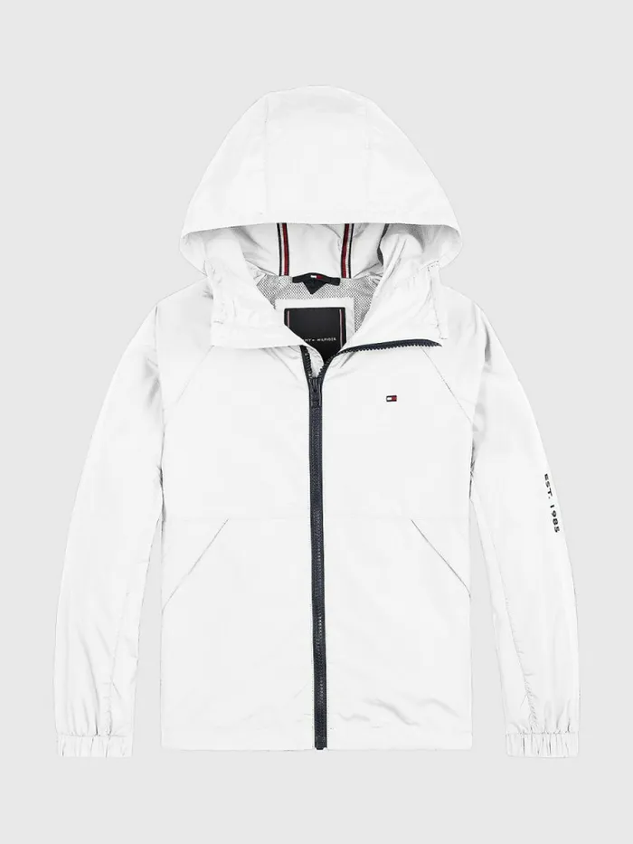 Tommy Hilfiger Essential Hooded Jacket White Girls Coats and Jackets Casaul