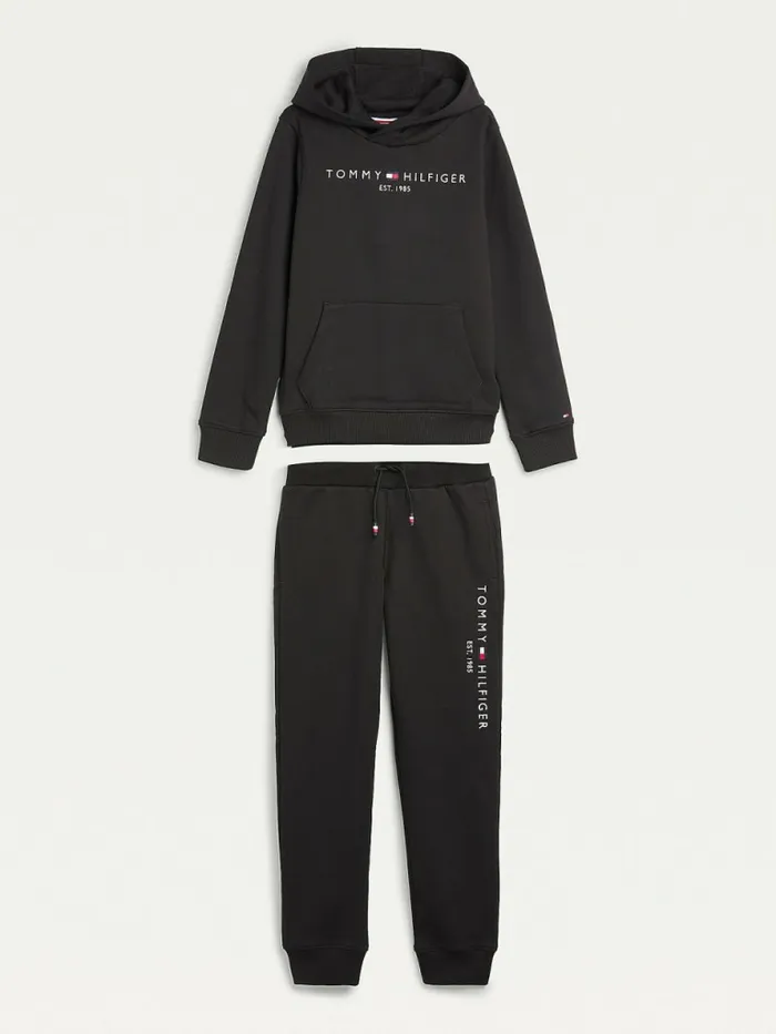 Tommy Hilfiger Essential Hoody And Joggers Set Black Boys Sweatshirts and Hoodies Cheap On Sale