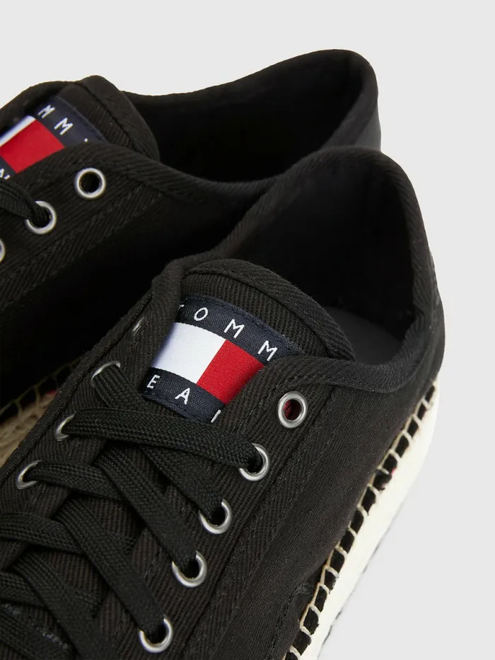 Tommy Hilfiger Essential LaceUp Flatform Espadrilles Black Womens Flat Shoes Online