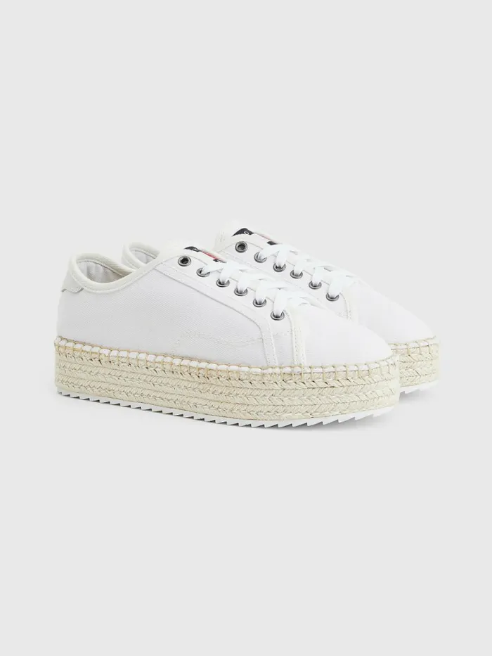 Tommy Hilfiger Essential LaceUp Flatform Espadrilles White Womens Flat Shoes Gift 4 You Tommy Hilfiger Essential LaceUp Flatform Espadrilles White Womens Flat Shoes Gift 4 You
