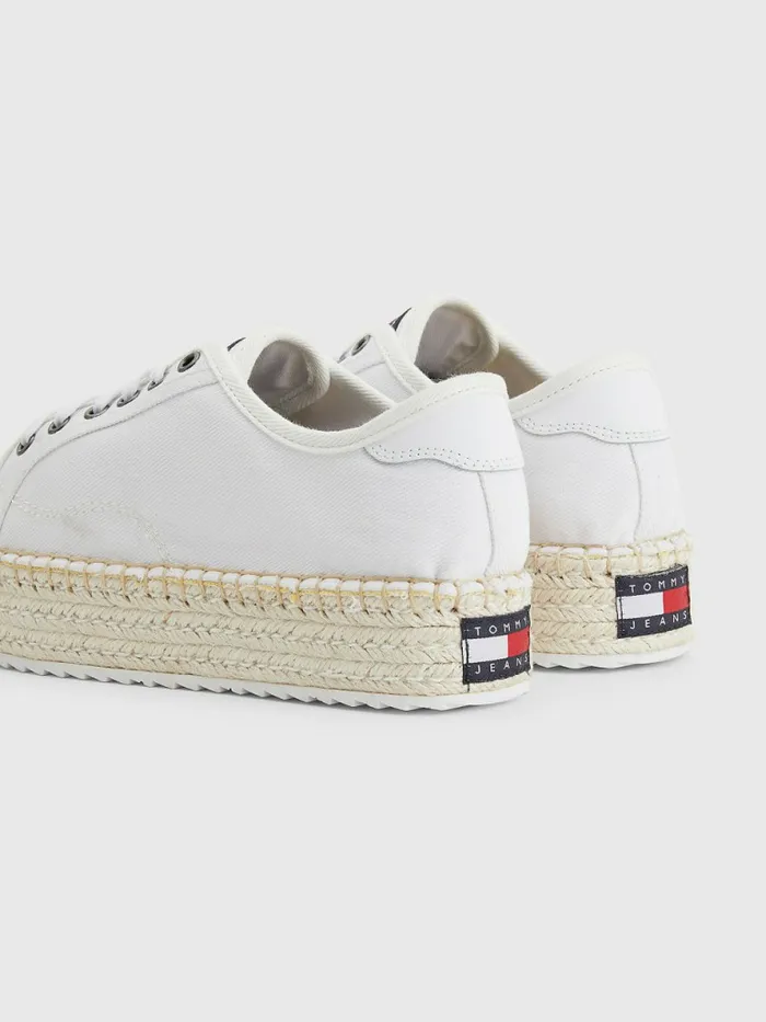 Tommy Hilfiger Essential LaceUp Flatform Espadrilles White Womens Flat Shoes Gift 4 You