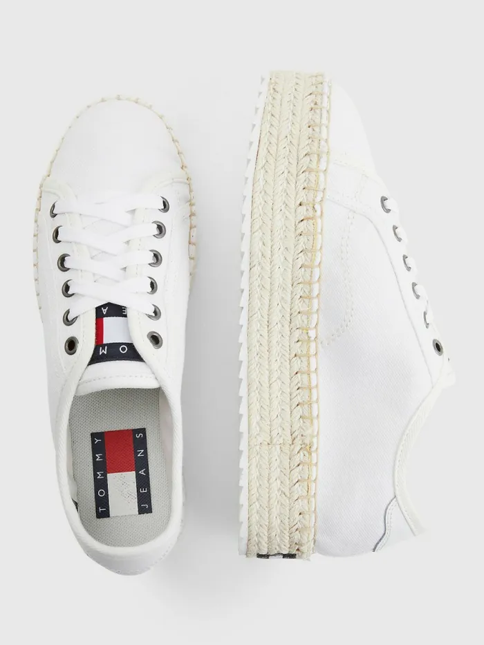 Tommy Hilfiger Essential LaceUp Flatform Espadrilles White Womens Flat Shoes Gift 4 You