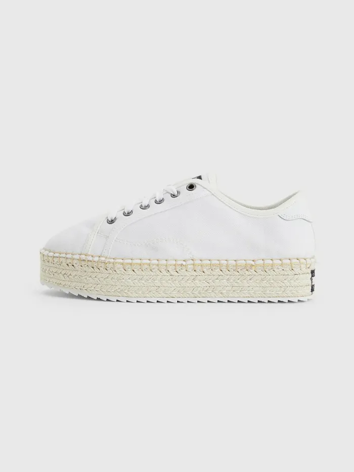 Tommy Hilfiger Essential LaceUp Flatform Espadrilles White Womens Flat Shoes Gift 4 You
