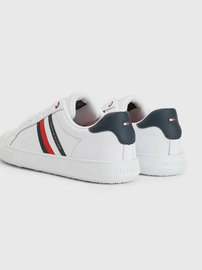 Tommy Hilfiger Essential Leather Cupsole Trainers White Mens Sandals Sliders and Flip Flops For Sale
