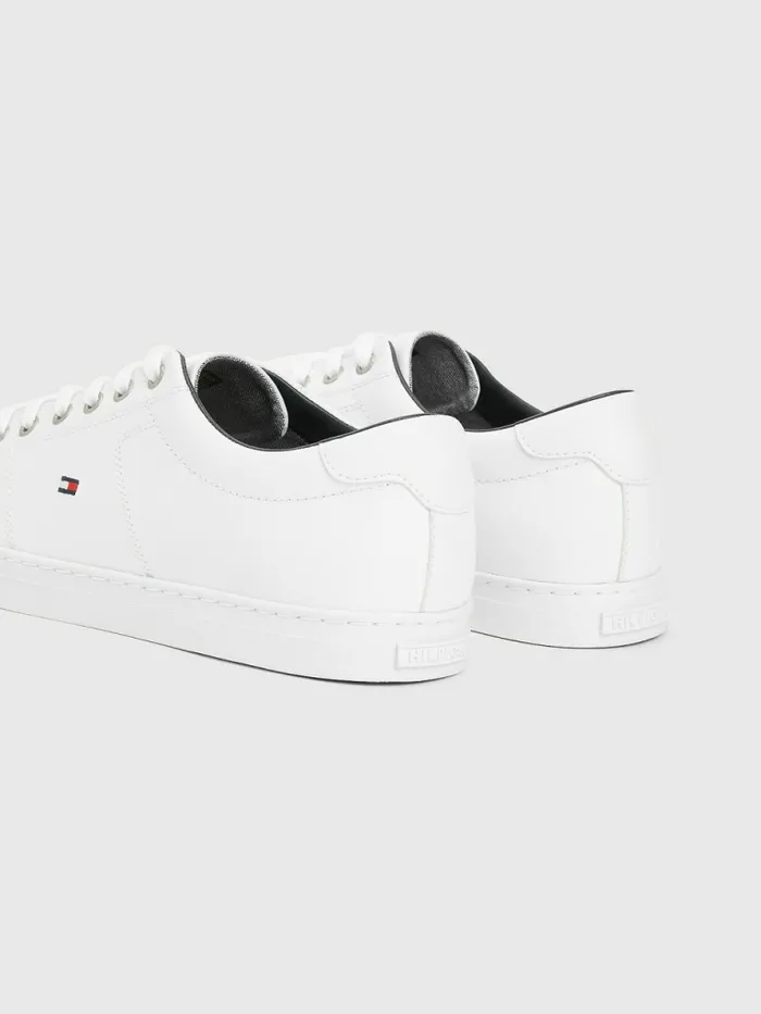 Tommy Hilfiger Essential Leather LaceUp Trainers White Mens Sandals Sliders and Flip Flops On Sale