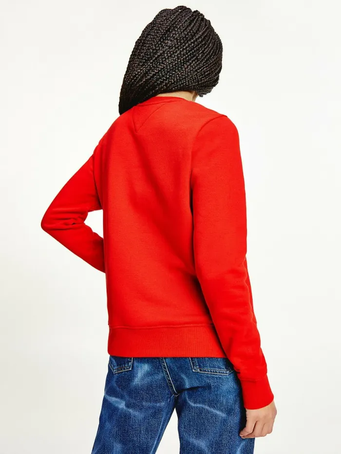 Tommy Hilfiger Essential Logo Crew Neck Sweatshirt Deep Crimson Womens Sweatshirts and Hoodies For Sale