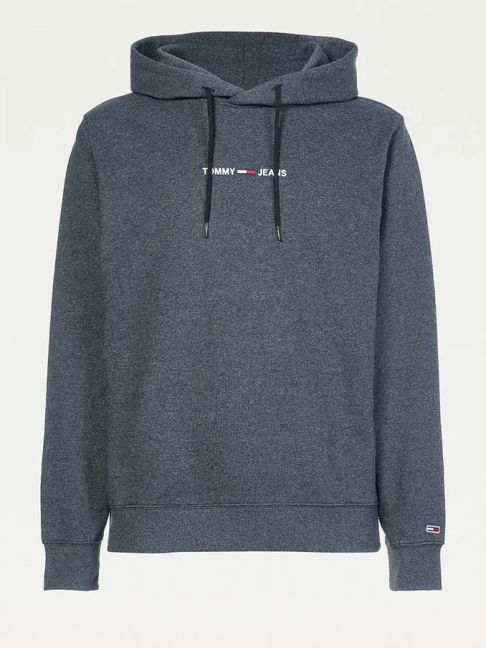 Tommy Hilfiger Essential Logo Hoody Black Mens Sweatshirts and Hoodies Casaul