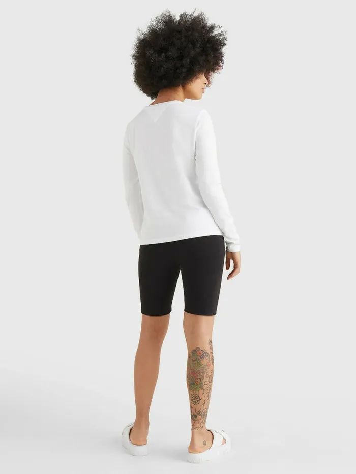 Tommy Hilfiger Essential Logo Long Sleeve TShirt White Womens TShirts Near Me