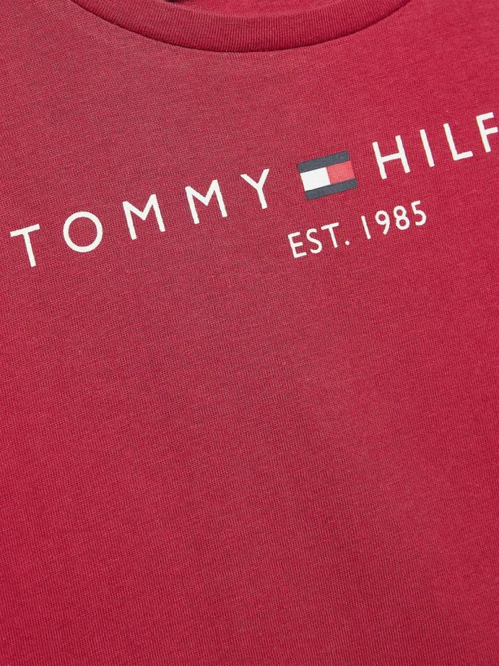 Tommy Hilfiger Essential Logo Organic Cotton TShirt Cranberry Crush Girls Tops and TShirts Gift for Friend